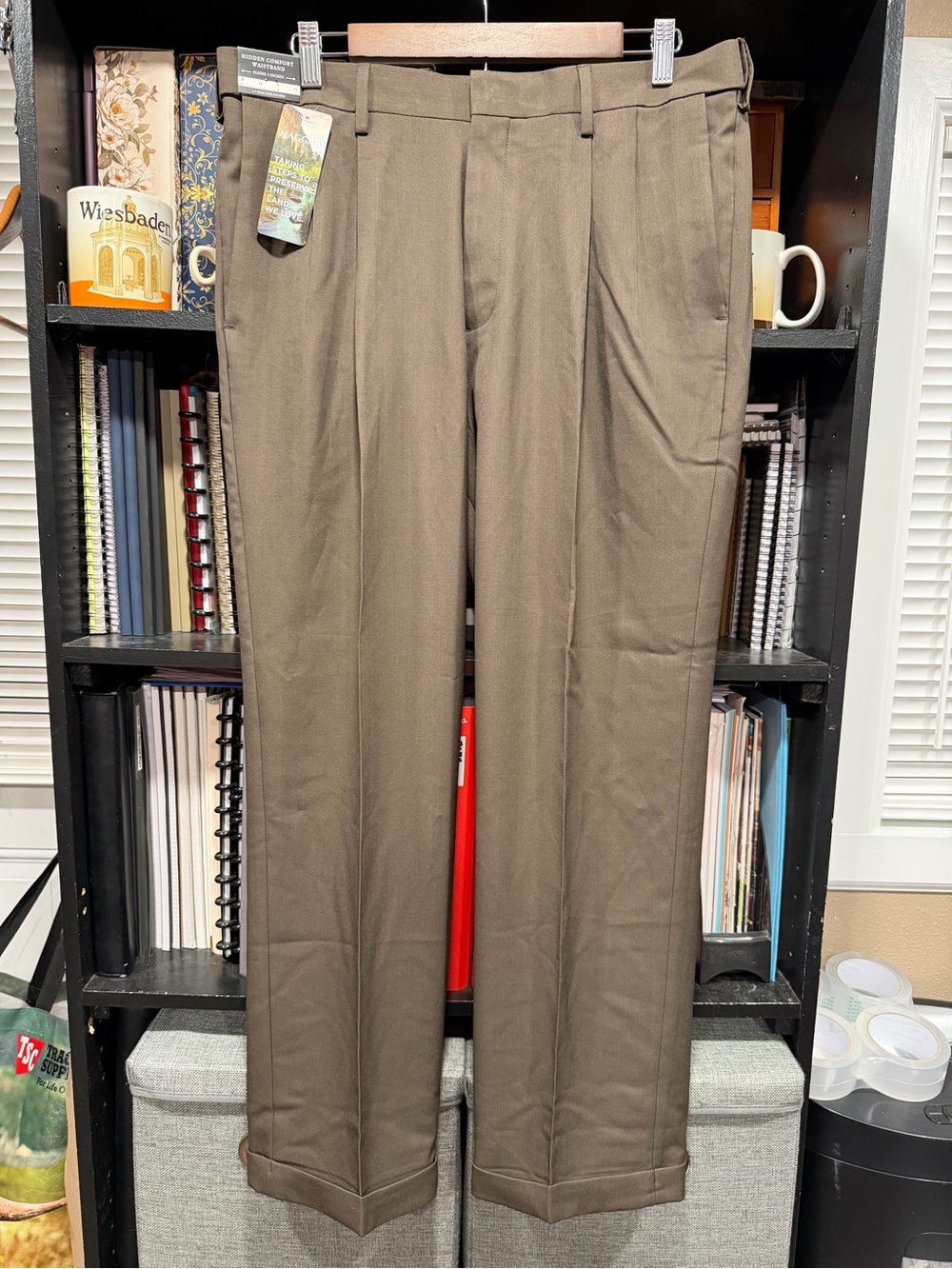Haggar Men's Brown Dress Pants - Pleated Front